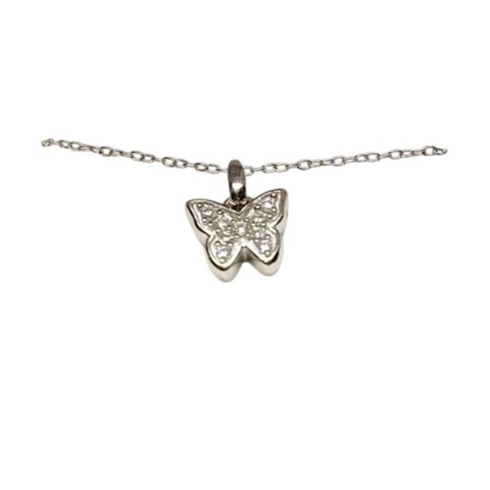 Diamond Brilliance Lab Diamond Butterfly Necklace 1/10 CT T.W. Sterling Silver G
